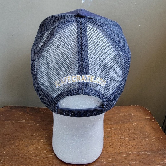 EUC Plate Crate Shield Base Hat Cap Blue Mesh Snapback Cap Adult OSFM Baseball - Picture 4 of 8